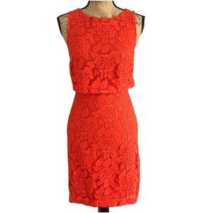 EUC! Artelier Nicole Miller Orange Floral Textured Tank Dress - Size XS